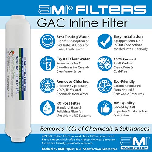 Inline Carbon Water Filter | 10″ Length | 1/4″ Threaded Female In/Out | For Chlorine Taste & Odor or Post Filter for Home RO | RO Stage 5 Polishing Filter (1, 1/4″ Female Threade) | The Storepaperoomates Retail Market - Fast Affordable Shopping