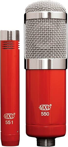 MXL 550/551R Microphone Ensemble with 550 Large Diaphragm and 551R Instrument Microphone – Red