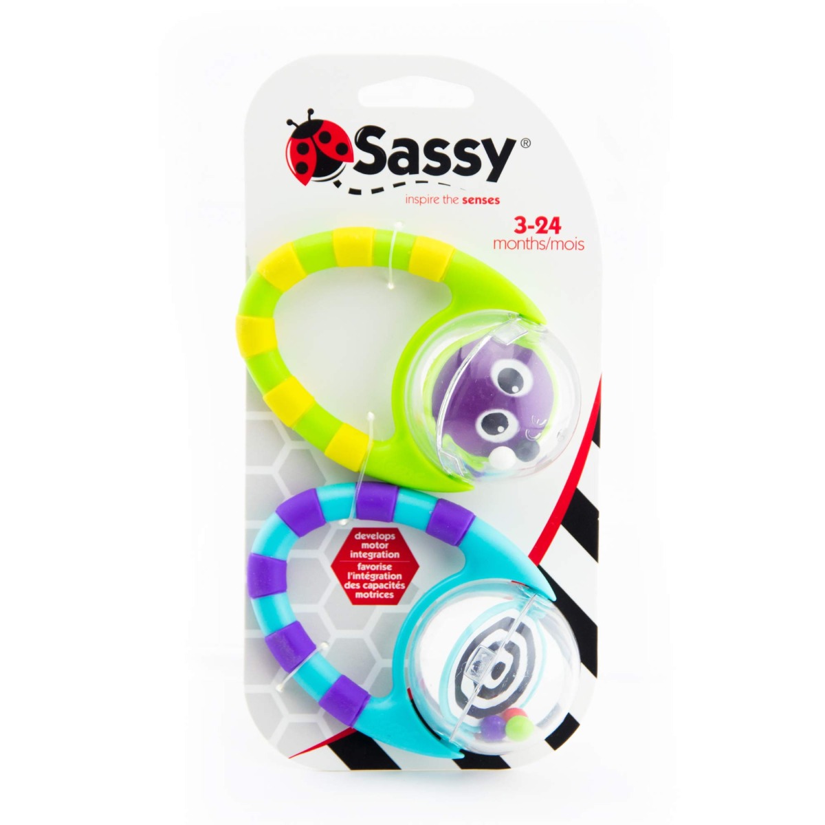 Sassy Flip & Grip Rattle | Value 2 Pack | Developmental Toy with Rattle Beads | Spinning Discs with Mirror | For Ages 3 Months and Up | The Storepaperoomates Retail Market - Fast Affordable Shopping