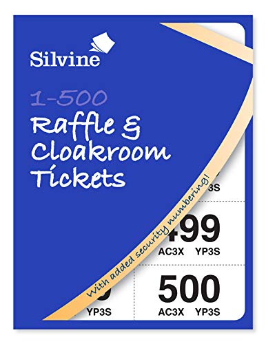 Silvine Cloakroom/Raffle Tickets, Numbered 1-500 with Security Numbering. Ref CRT5555, Single