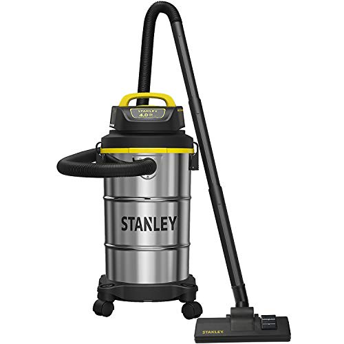 Stanley Wet/Dry Vacuum, 5 Gallon, 4 Horsepower, Stainless Steel Tank – Silver+yellow+black – SL18130