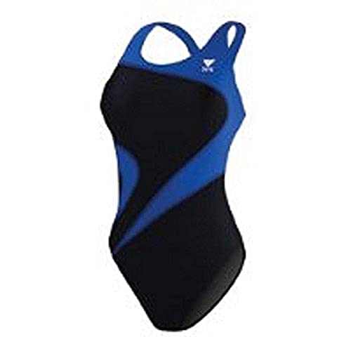 TYR Women’s Standard Alliance T-Splice Maxfit Swimsuit, Black/Blue, 40
