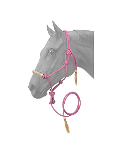 Tough 1 Rawhide Noseband Rope Halter with Lead, Pink, Horse