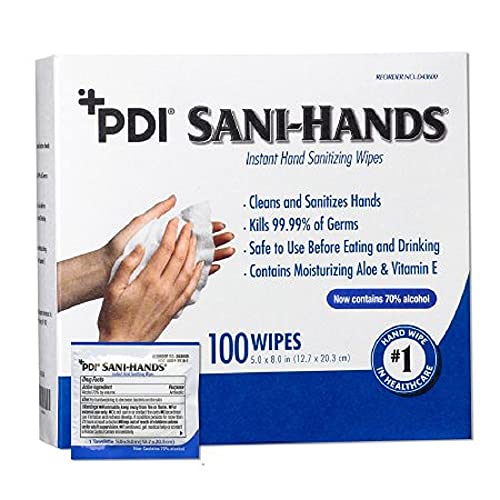 Sani-Hands ALC Antimicrobial Hand Wipes, Individually Wrapped, 10 Boxes of 100 Wipes (1000ct) by PDI
