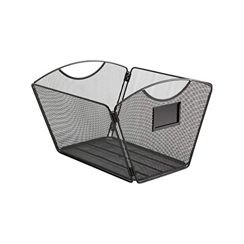 Safco Products Onyx Mesh Letter-Size Desktop Tub File 2162BL, Black Powder Coat Finish, Durable Steel Mesh Construction, Collapsible For Compact Storage, Integrated Handles