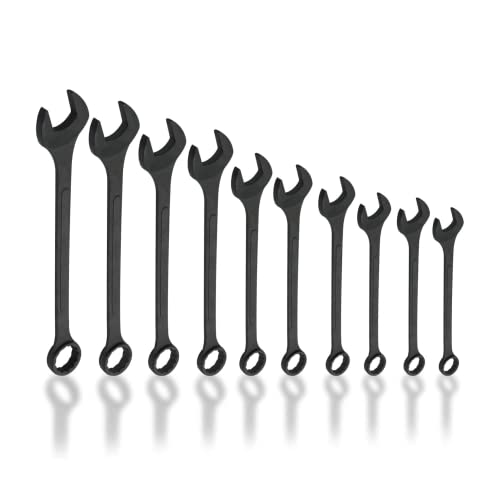 Neiko 03129A Jumbo Combination Wrench Set, 10-Piece Open-End Wrench Set, SAE Sizes 1 5/16 Inches to 2 Inches for Large Vehicles, Black Oxide Finish