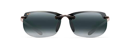 Maui Jim Men’s and Women’s Banyans Polarized Rimless Sunglasses, Gloss Black/Neutral Grey, Large