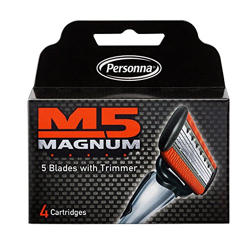 M5 Magnum Razor Blades with trimmer – 4 replacement cartridges per pack
