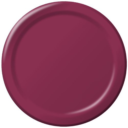 Creative Converting Burgundy Red Round Paper Plates Plastic Table Cover, 7″