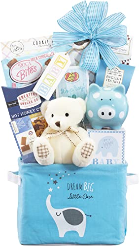 New Baby Boy Gift Basket- Oh Baby Blue Newborn Baby Boy Gift Basket by Wine Country Gift Baskets