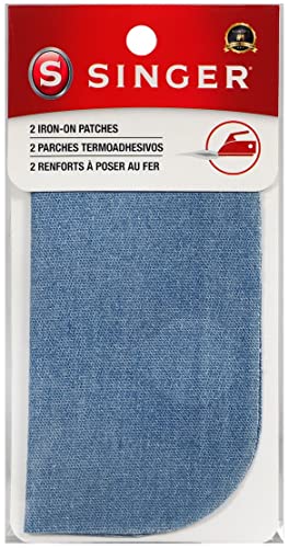 SINGER 00064 Faded Blue Denim Iron On Patches, 5-Inch X 5-Inch, 2-Count