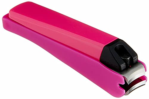 JapanBargain 2697, Japanese Kai La Beau Nail Clipper Cutter for Fingernail and Toenail with Detachable Nail Catcher Shell Medical Grade Stainless Steel Made in Japan, Medium Size, Pink