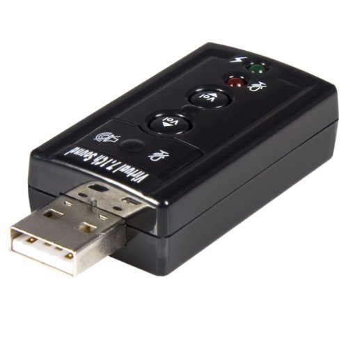 StarTech.com Virtual 7.1 USB Stereo Audio Adapter External Sound Card – Sound card – stereo – USB 2.0 – ICUSBAUDIO7,Black