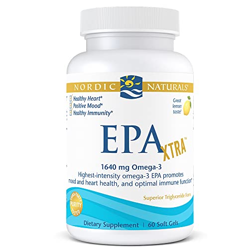 Nordic Naturals EPA Xtra, Lemon – 60 Soft Gels – 1640 mg Omega-3 – High-Intensity EPA Formula for Positive Mood, Heart Health & Healthy Immunity – Non-GMO – 30 Servings