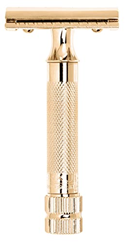 Merkur Classic 2-Piece Double Edge Safety Razor Gold Plated, 1 Count