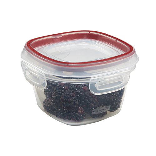 Rubbermaid Lock-Its Square Food Storage Container with Easy Find Lid, 2 Cup, Racer Red