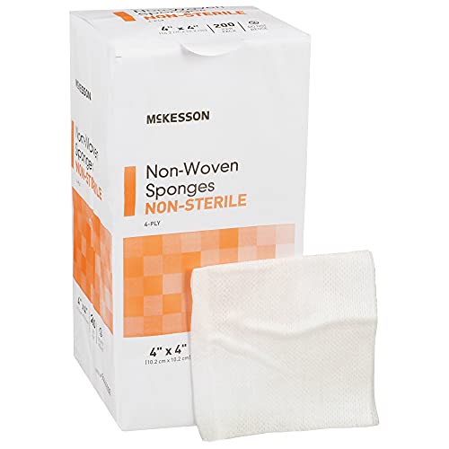 McKesson Non-Woven Sponges, Non-Sterile, 4-Ply, Polyester/Rayon, 4 in x 4 in, 200 Per Pack, 1 Pack