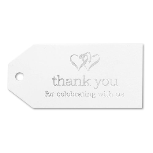 Hortense B. Hewitt Linked at The Heart Favor Tags, 3-Inch, White/Silver