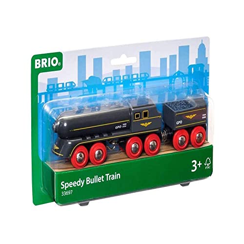 Brio World 33697 – Speedy Bullet Train – 2 Piece Wooden Toy Train Set for Kids Age 3 and Up