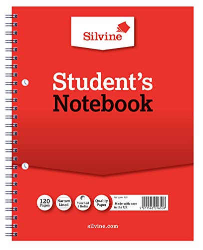 Silvine 9×7″ Twin Wire Student’s Notebook. 120 Pages Ruled 6mm Feint