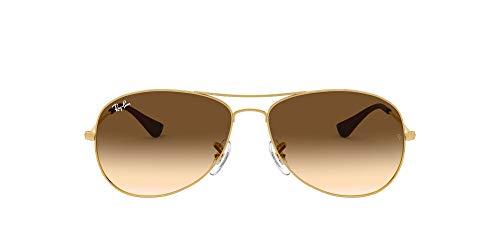 Ray-Ban Men’s RB3362 Cockpit Aviator Sunglasses, Gold/Clear Gradient Brown, 59 mm