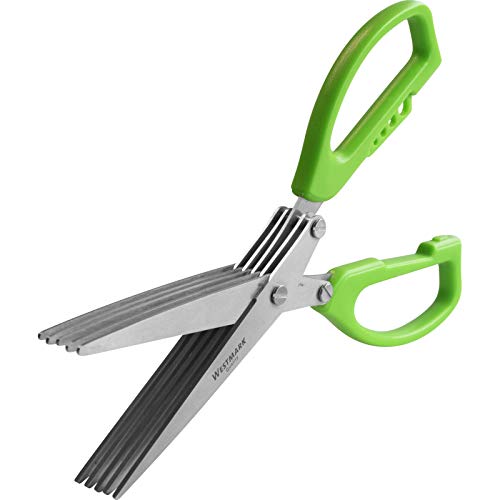 Westmark Germany Stainless Steel 5-Blade Herb Scissors with Cleaning Comb (Green)