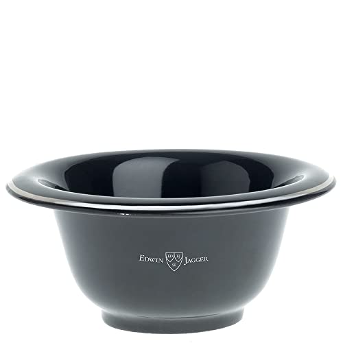 Edwin Jagger Ebony Porcelain Shaving Bowl With Silver Rim – RN116