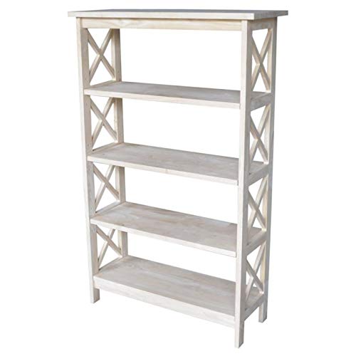 International Concepts 4-Tier X-Sided Bookcase, Unfinished