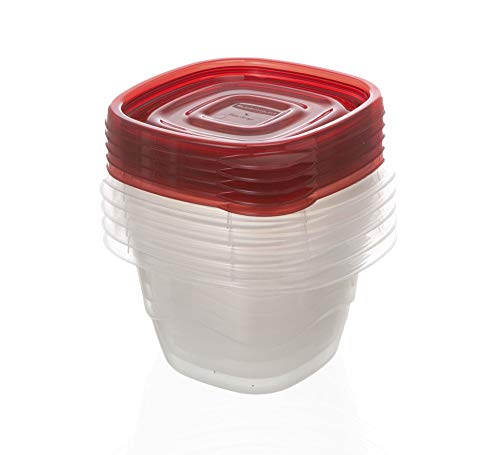 Rubbermaid TakeAlongs Mini Deep Square Food Storage Containers, 2.1 Cup, Tint Chili, 5 Count