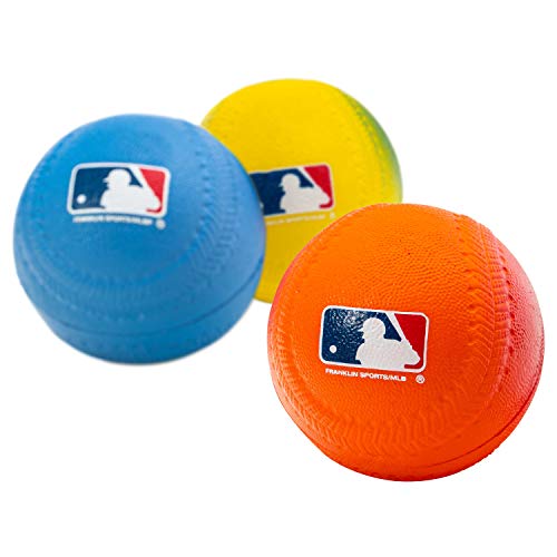 Franklin Sports Foam Baseballs – Soft Foam Practice Baseballs for Kids – Perfect for Hitting and Indoor or Outdoor Play – 3 Pack – Official MLB Licensed Product