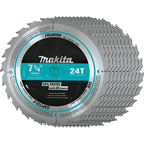 Makita A-94839-10 7-1/4″ 24T Carbide-Tipped Circular Saw Blade, Framing, 10/Pk