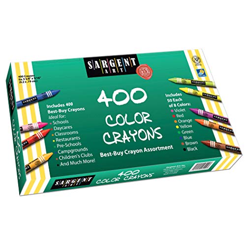 Sargent Art 400-Count Crayon Class Pack, Best-Buy Assortment, 3-5/8 Inch, 55-3220