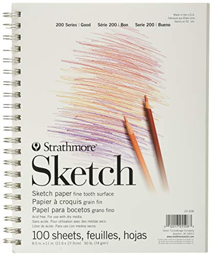 Strathmore (25-508 STR-025-508 100 Sheet Sketch Pad, 8.875 by 11″, 8.5″x11″, White