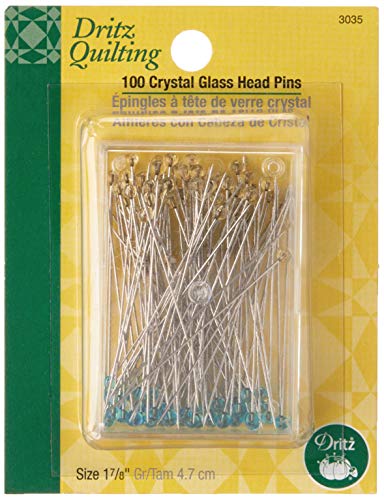 Dritz 3035 Crystal Glass Head Pins, 1-7/8-Inch (100-Count)