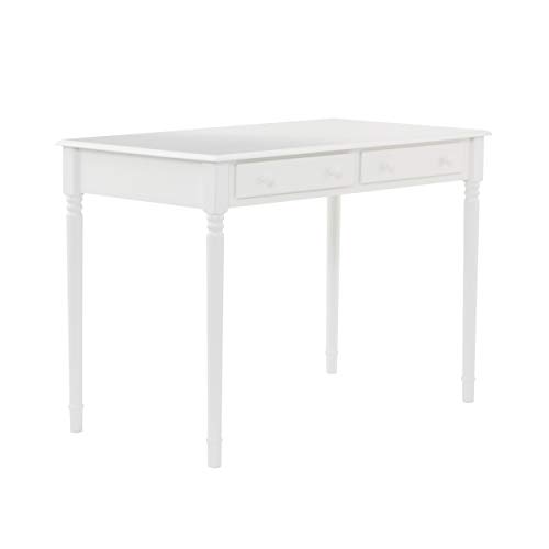 SEI Furniture Janice 2-Drawer Slim Profile Writing Desk, Crisp White