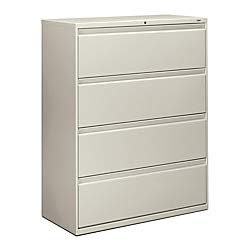 HON 800-Series Lateral File with Lock, 4 Drawers, 53″H x 42″W x 19 1/4″D, Light Gray