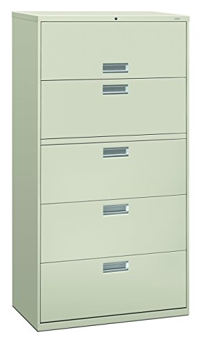 HON 685LQ 600 Series 36-Inch by 19-1/4-Inch 5-Drawer Lateral File, Light Gray