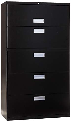 HON Brigade 600 Series Lateral File Cabinet 36″ W, 5 Drawers, Black (H685)