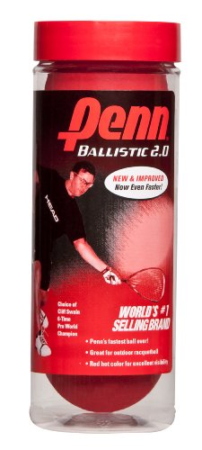 Penn Ballistic 2.0 Red Racquetballs – 1 Can of 3 Fast Racketball Balls