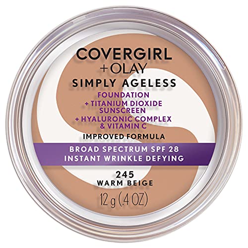 CoverGirl & Olay Simply Ageless Foundation, Warm Beige 245, 0.40-Ounce Package