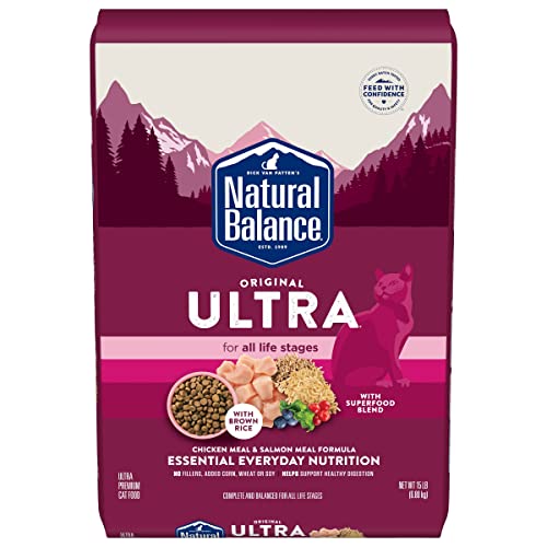 Natural Balance Original Ultra Chicken Meal & Salmon Meal Cat Food Whole Body Health Dry Food for Kittens to Adult Cats 15-lb. Bag