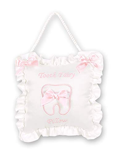 Bearington Le Petite Girls Pink Tooth Pillow, 7.5″ x 7.5″