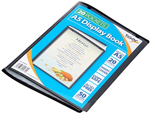Tiger 300930 20 A5 Pocket Presentation Display Book – Black,Medium