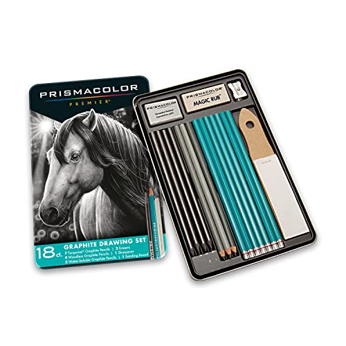 Prismacolor Premier Graphite Drawing Pencils with Erasers & Sharpeners, 18-Piece Set