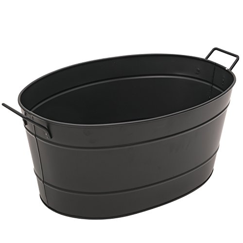 Achla Designs Black Oval Galvanized Steel Tub