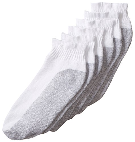 Fruit of the Loom Men’s 6 Pack Cushion Ankle Crew Socks, White, Shoe Size: 6-12