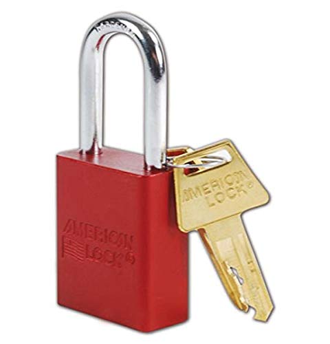 “Master Lock A1106RED Aluminum Red Safety Padlock with 1/4″” x 1-1/2″” Shackle”, 1-Padlock
