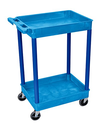 LUXOR BUSTC11BU 2 Level Serving Cart, 37.5″ H x 24″ W x 18″ D, Blue