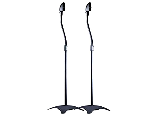 Monoprice Satellite Speaker Floor Stands – Black (Pair) Supports Up to 5 Lbs. Each, Height Adjustable (26.8 to 43.3 Inches)