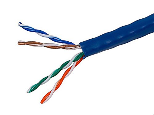 Monoprice 1000FT 24AWG Cat5e 350MHz UTP Solid, Riser Rated (CMR), Bulk Ethernet Bare Copper Cable – Blue
